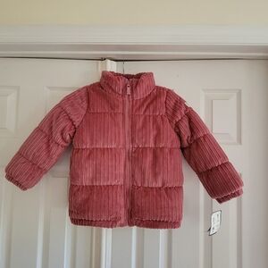 Oshkosh Pink Soft Ribbed Thick Puffer Jacket Size Medium 5/6 NWT